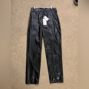 NEW Halston Heritage Black Faux Leather Tapered Pants